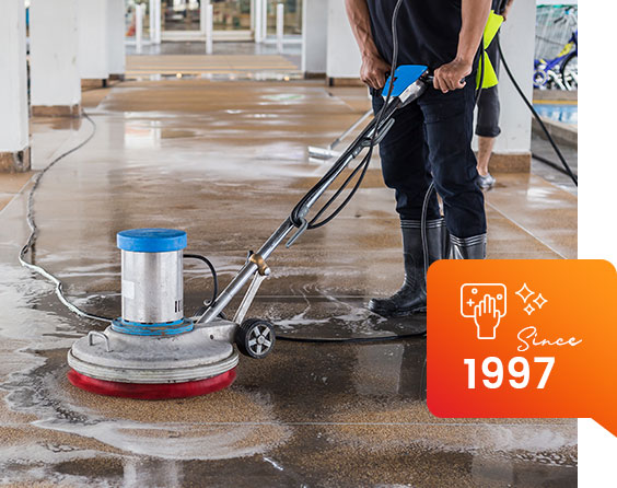 Person cleaning floor