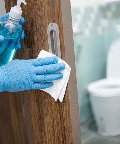 Cleaning bathroom door